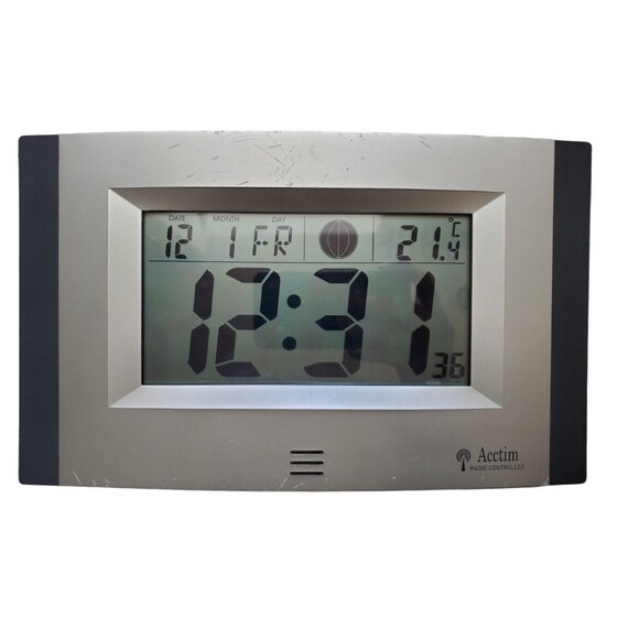 Acctim Digital Wall Desk Clock Radio Controlled Temperature Moon Phase FLAW - Picture 8 of 8
